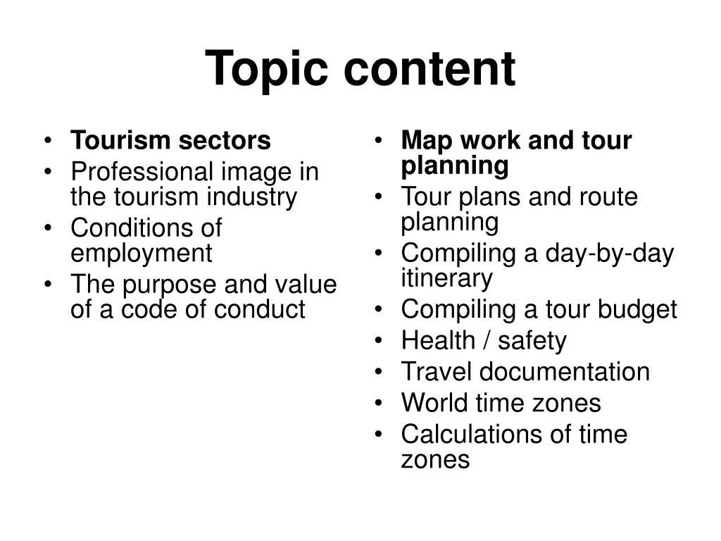 topic content