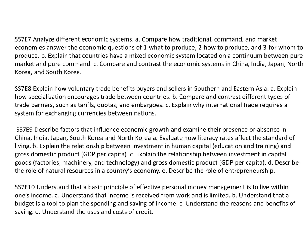 ss7e7 analyze different economic systems