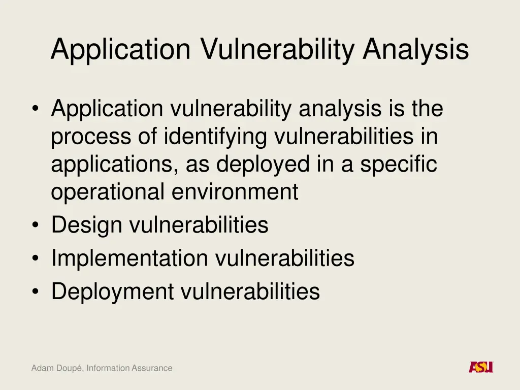 application vulnerability analysis