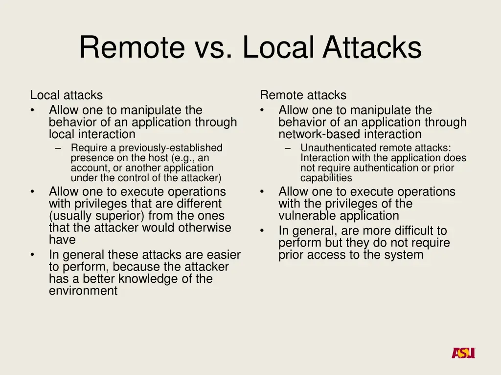 remote vs local attacks
