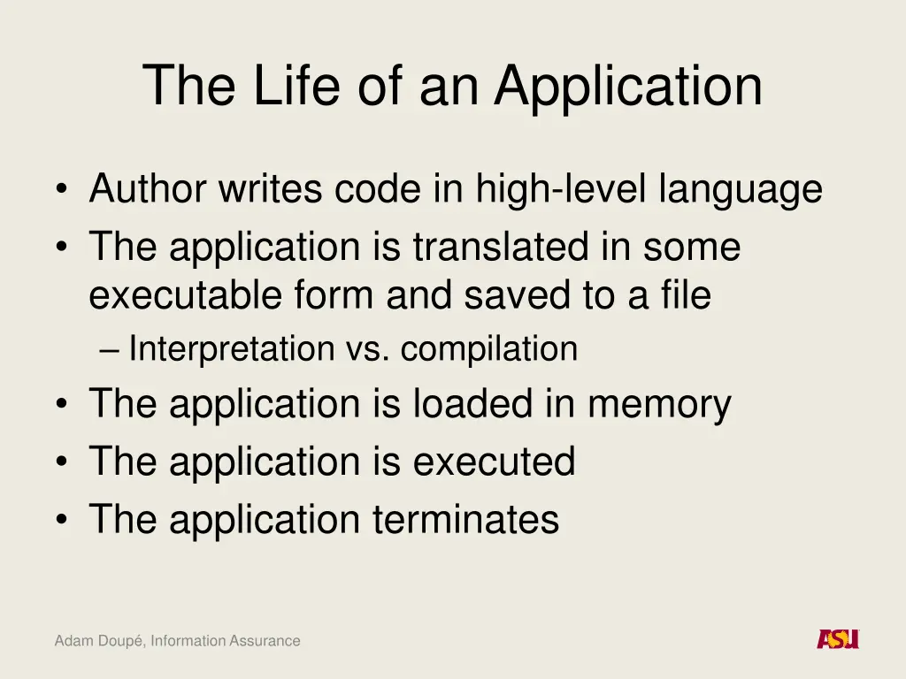 the life of an application