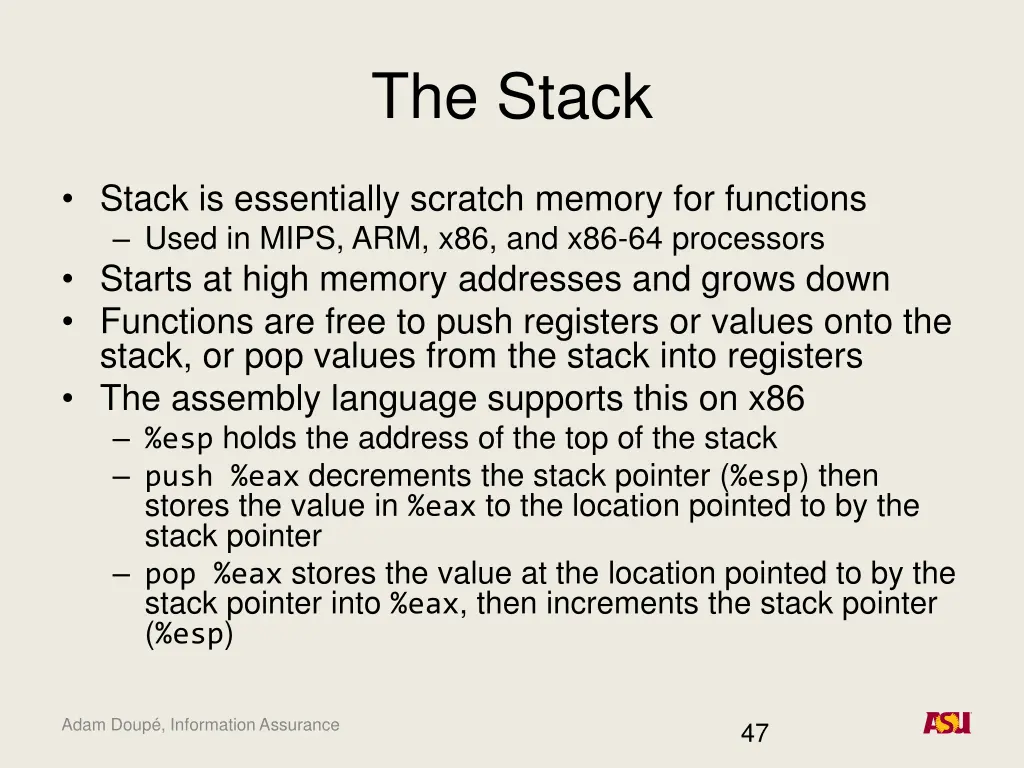 the stack