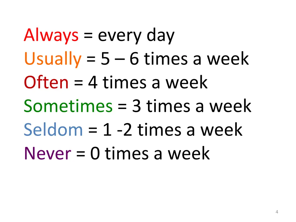 always every day usually 5 6 times a week often