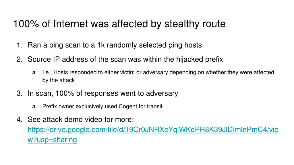 100 of internet was affected by stealthy route