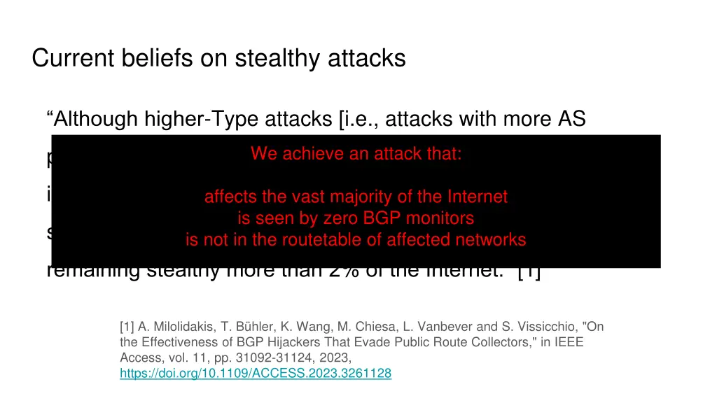 current beliefs on stealthy attacks 1