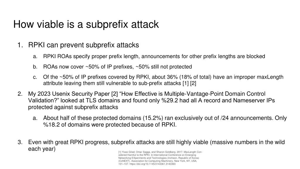 how viable is a subprefix attack