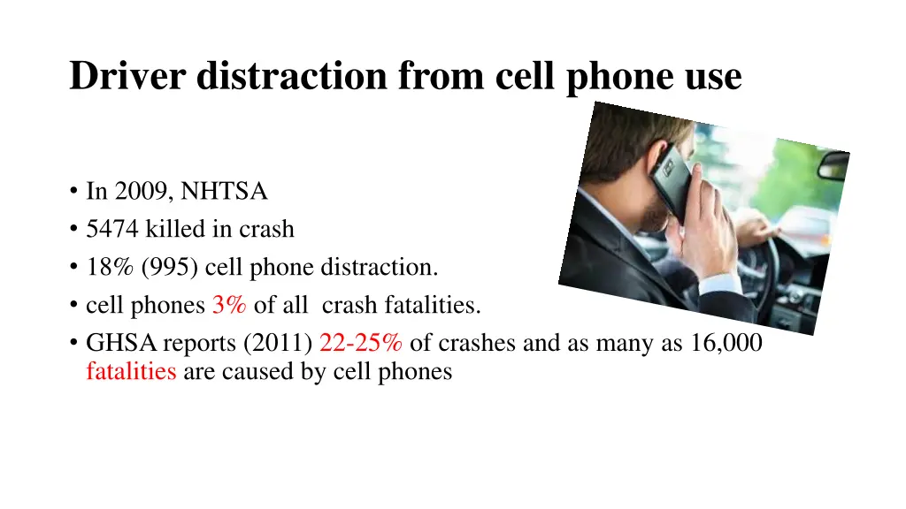 driver distraction from cell phone use