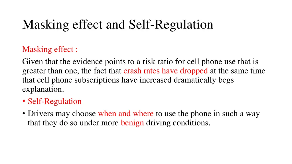 masking effect and self regulation