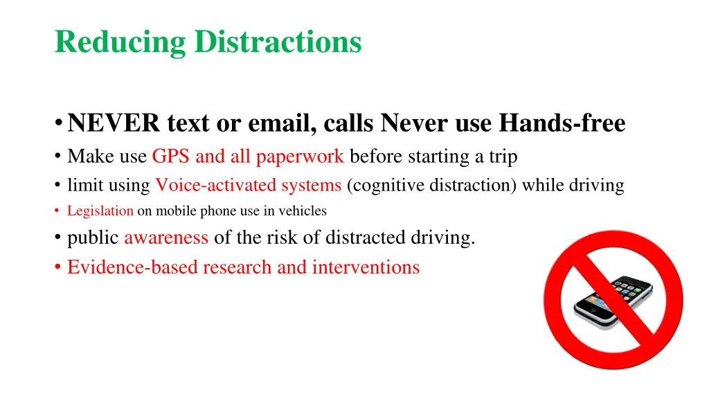 reducing distractions