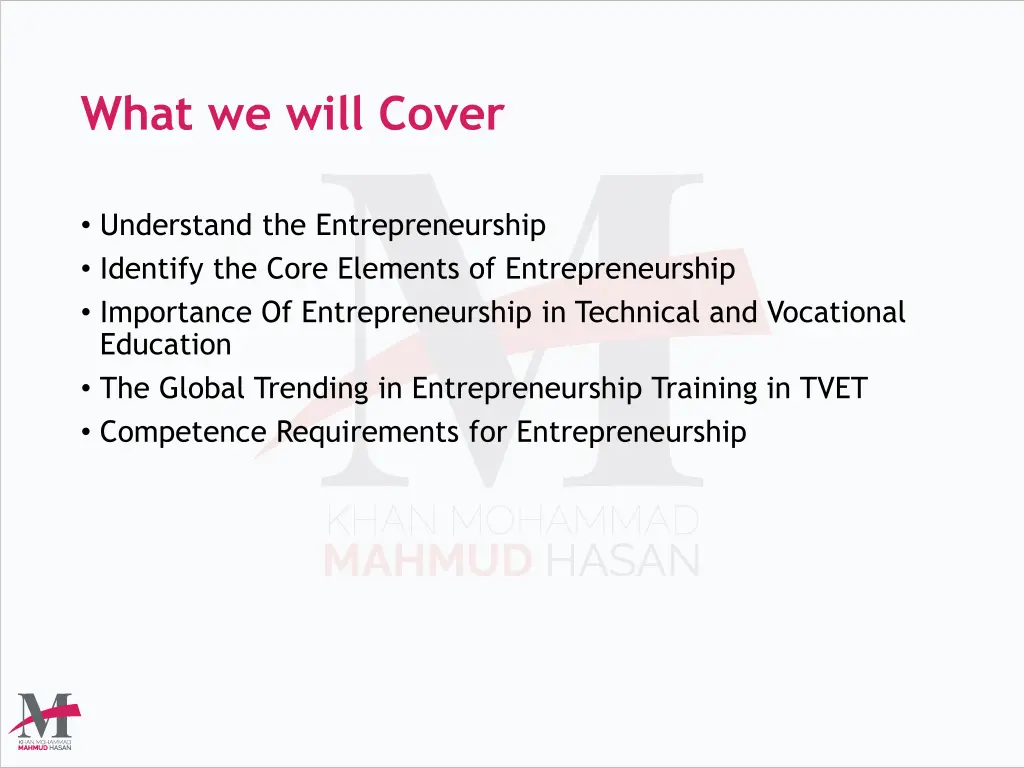 what we will cover