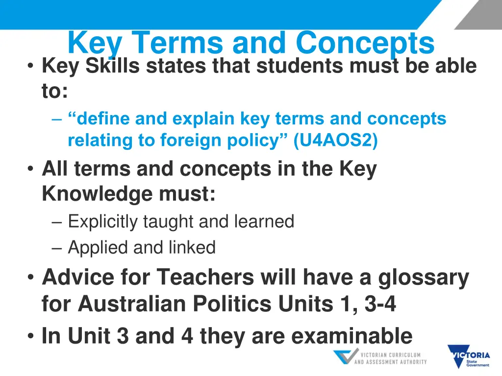 key terms and concepts key skills states that