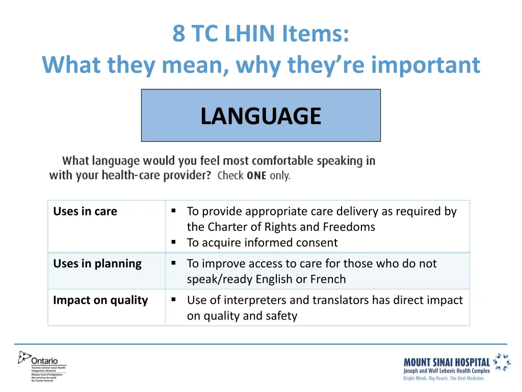 8 tc lhin items