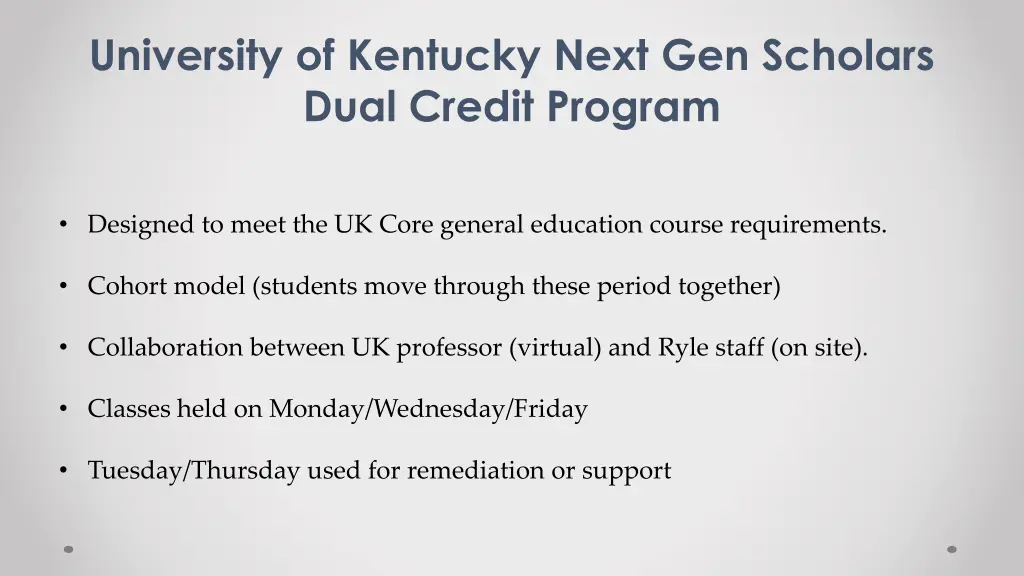 university of kentucky next gen scholars dual