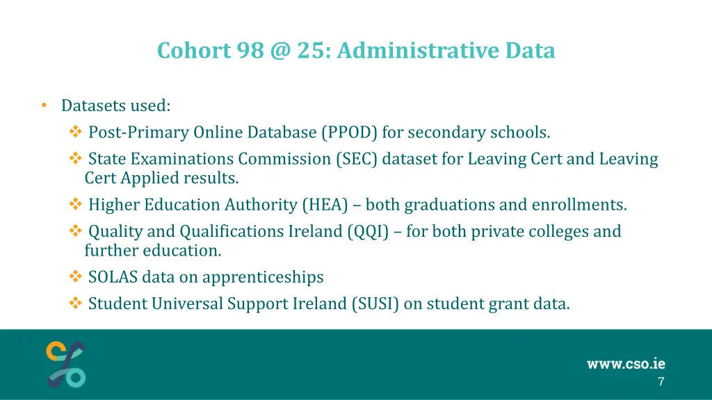 cohort 98 @ 25 administrative data 1