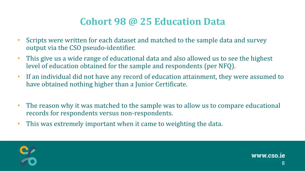 cohort 98 @ 25 education data