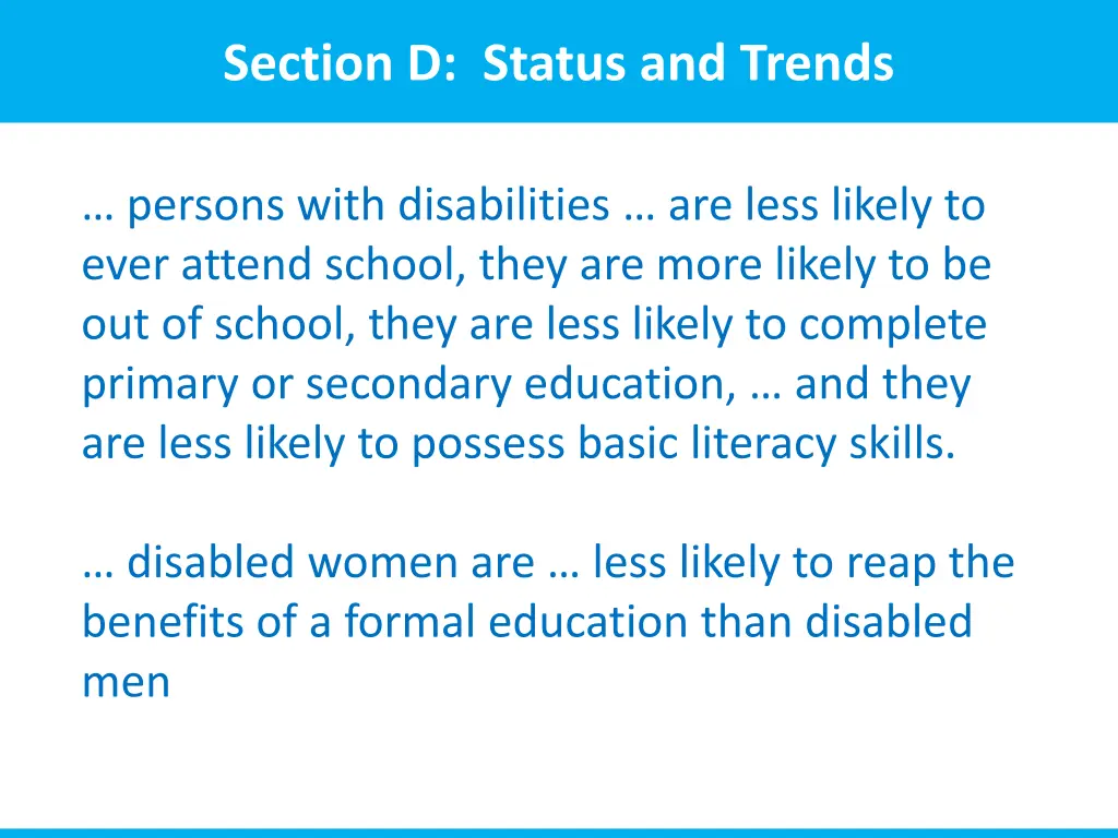 section d status and trends