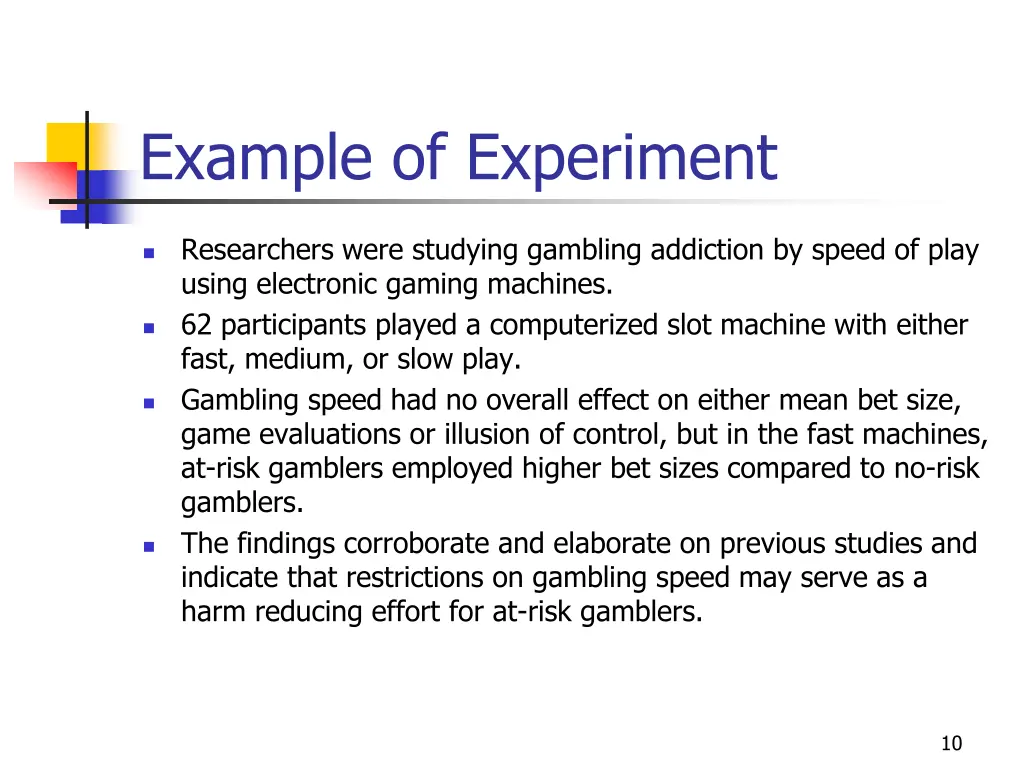 example of experiment