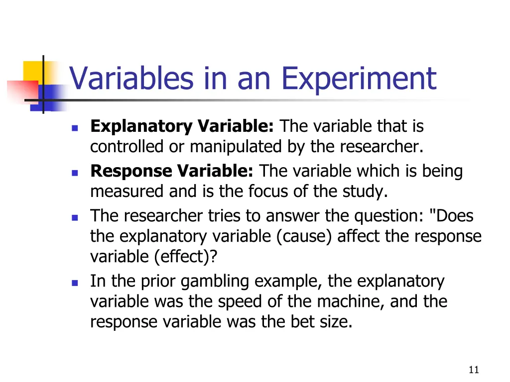 variables in an experiment
