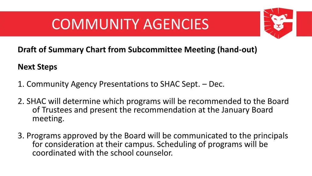 community agencies