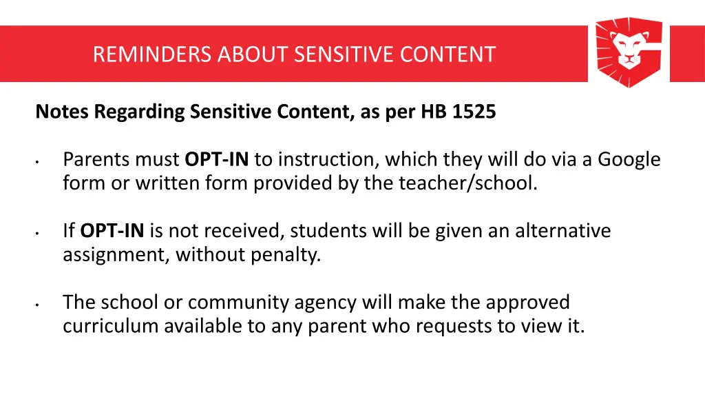 reminders about sensitive content