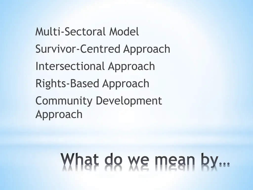 multi sectoral model survivor centred approach