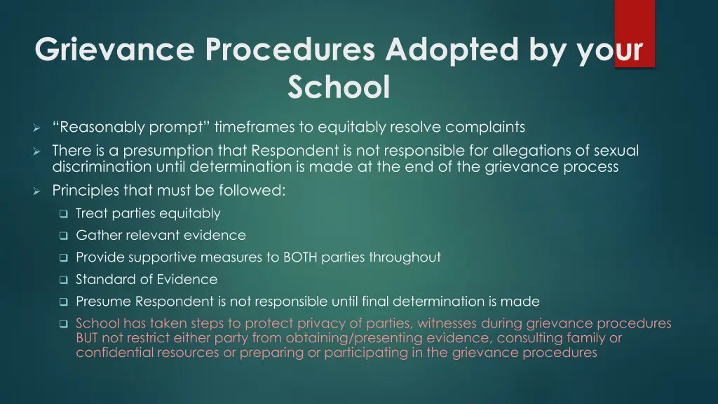 grievance procedures adopted by your school