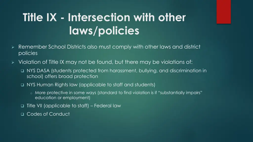 title ix intersection with other laws policies