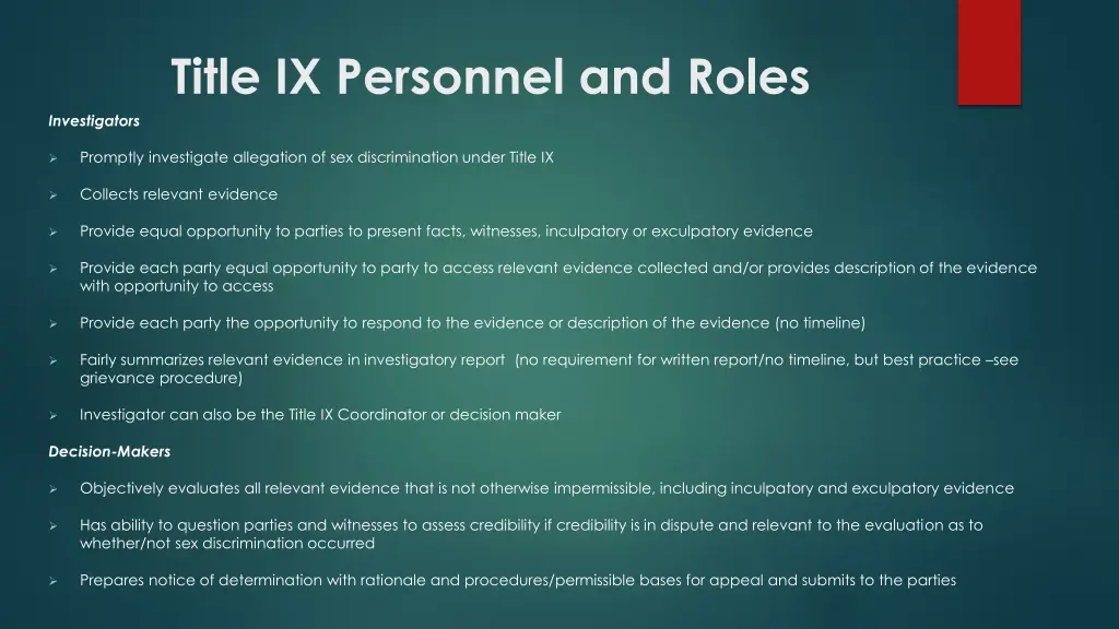 title ix personnel and roles 1