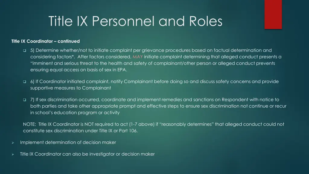 title ix personnel and roles