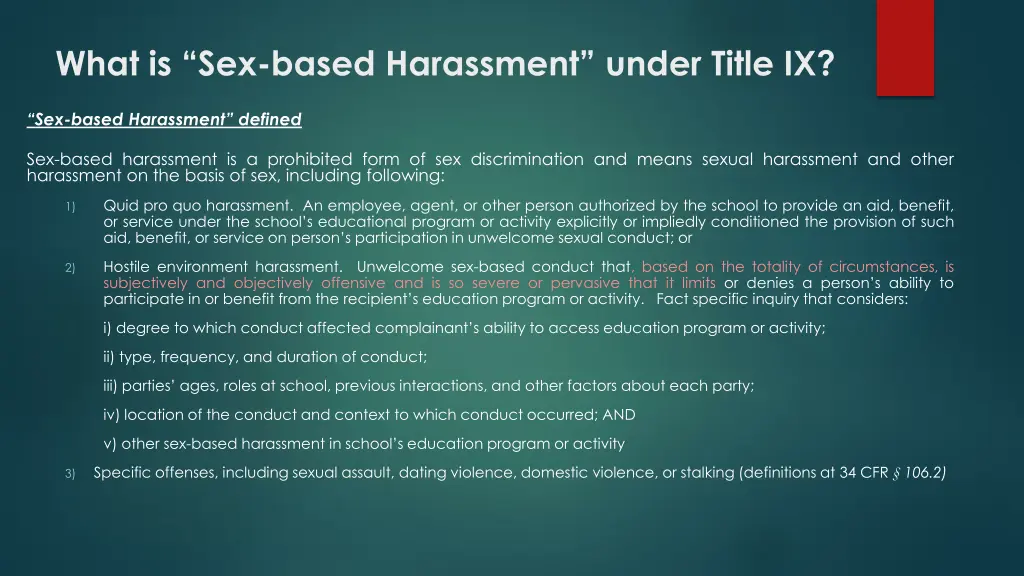 what is sex based harassment under title ix