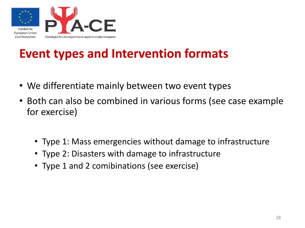 event types and intervention formats