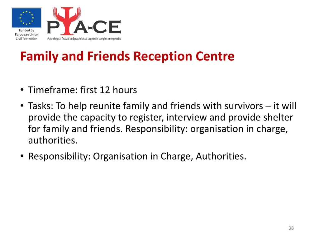 family and friends reception centre