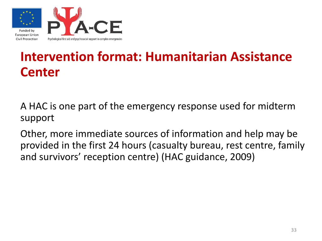 intervention format humanitarian assistance center 2