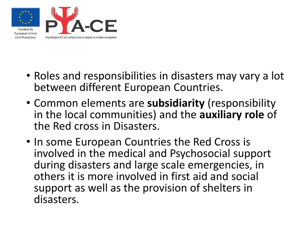 roles and responsibilities in disasters may vary
