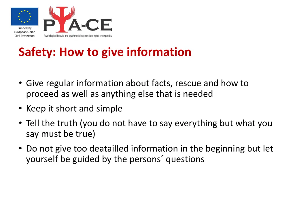 safety how to give information