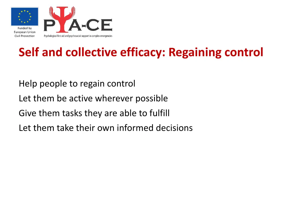 self and collective efficacy regaining control