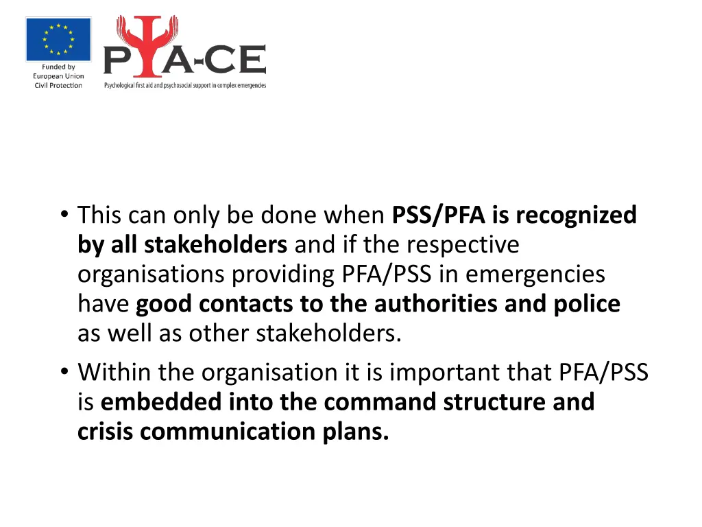 this can only be done when pss pfa is recognized