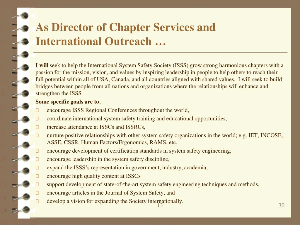 as director of chapter services and international