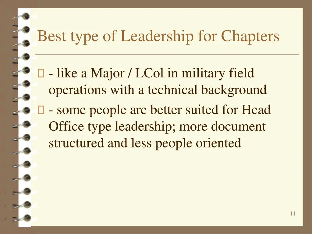 best type of leadership for chapters