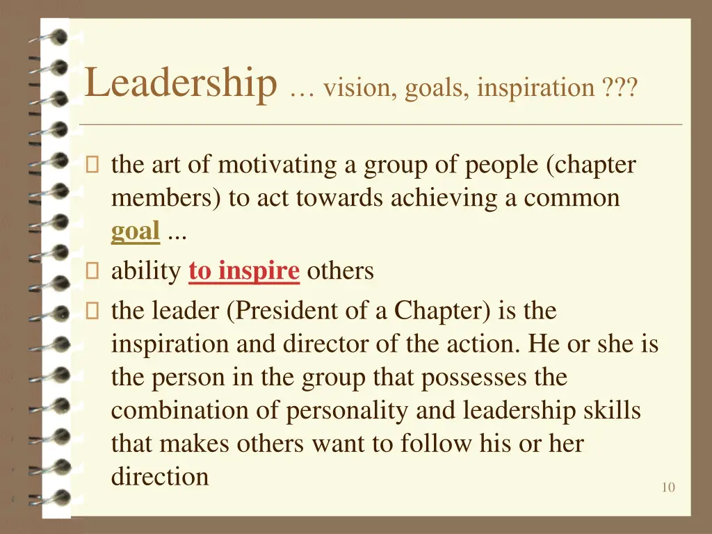 leadership vision goals inspiration
