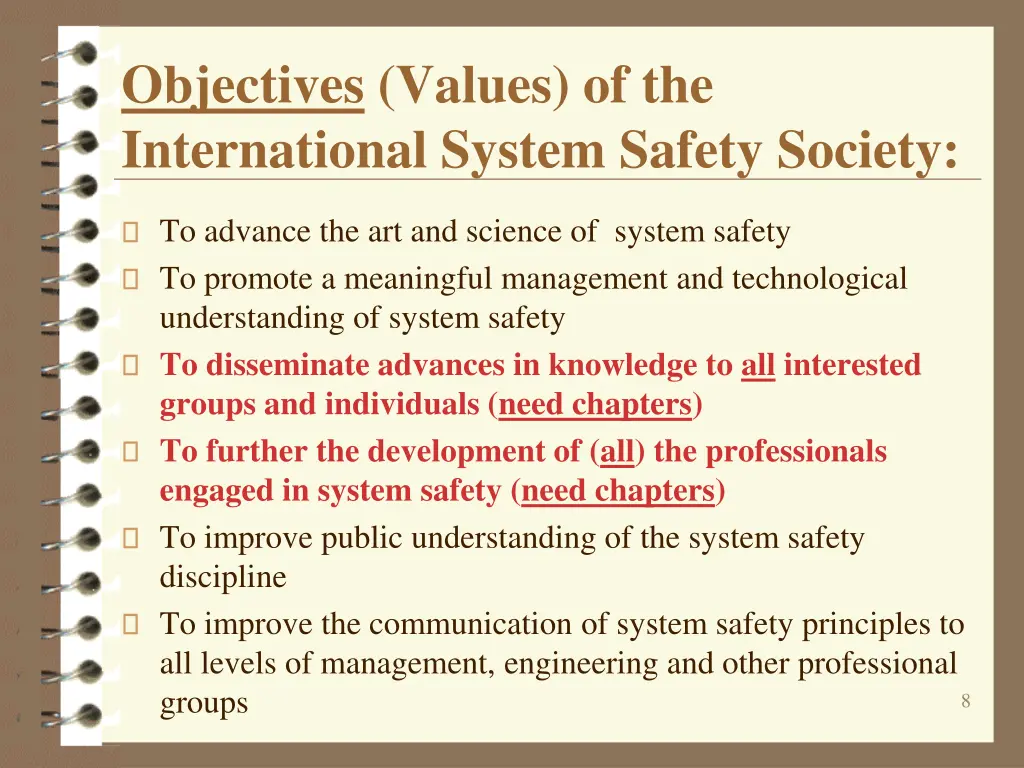 objectives values of the international system