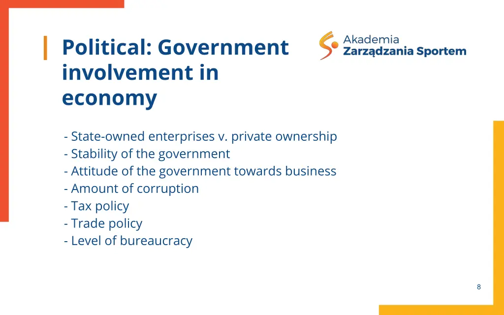 political government involvement in economy