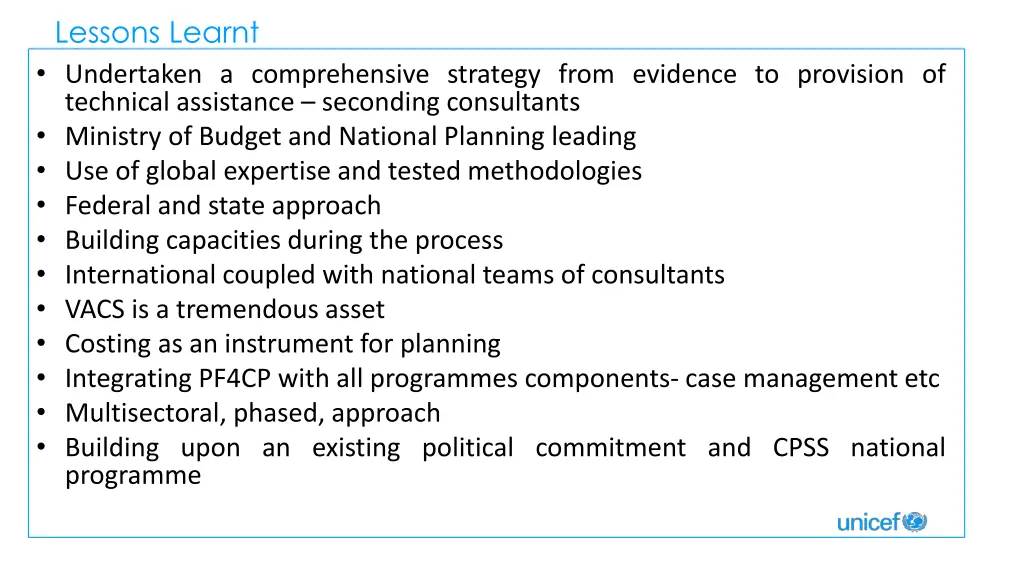 lessons learnt undertaken a comprehensive