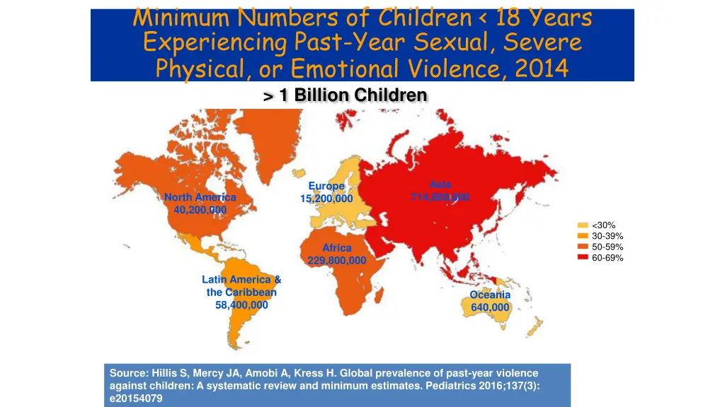 minimum numbers of children 18 years experiencing