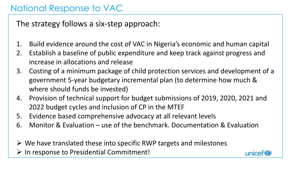 national response to vac