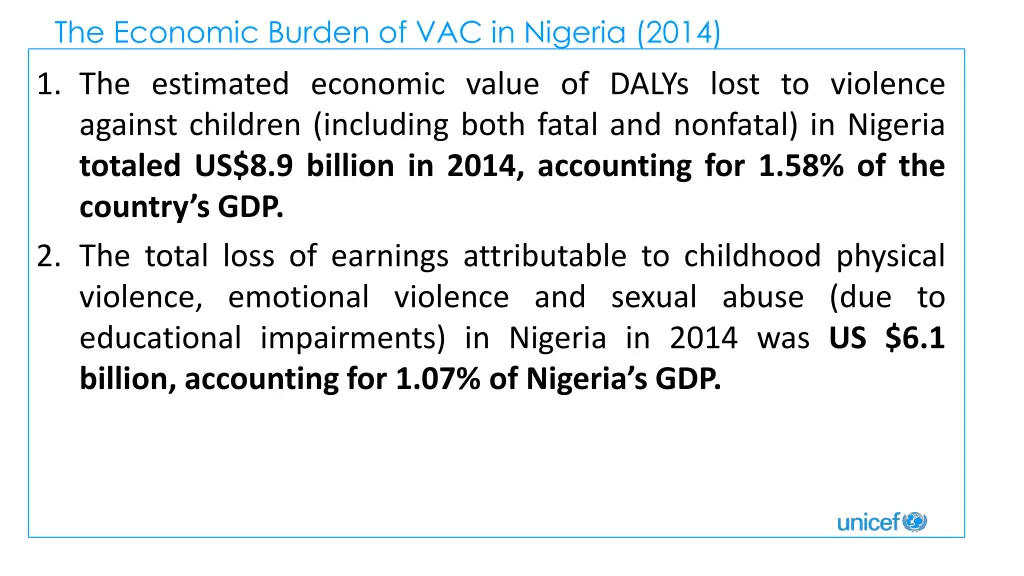 the economic burden of vac in nigeria 2014