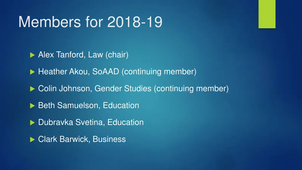 members for 2018 19