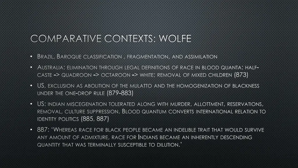 comparative contexts wolfe
