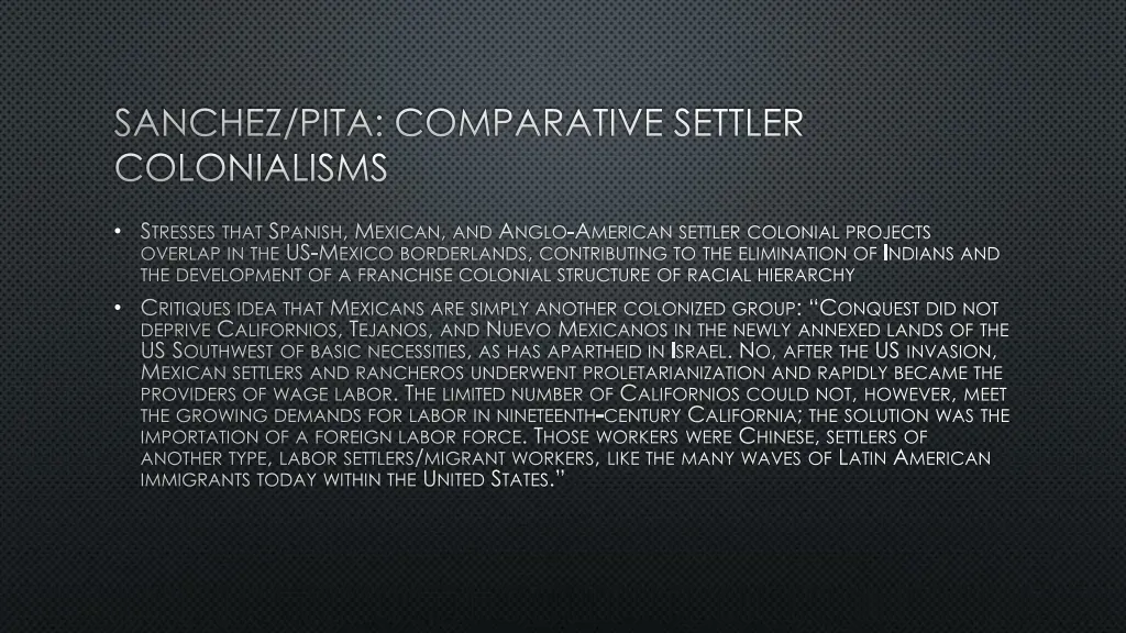 sanchez pita comparative settler colonialisms