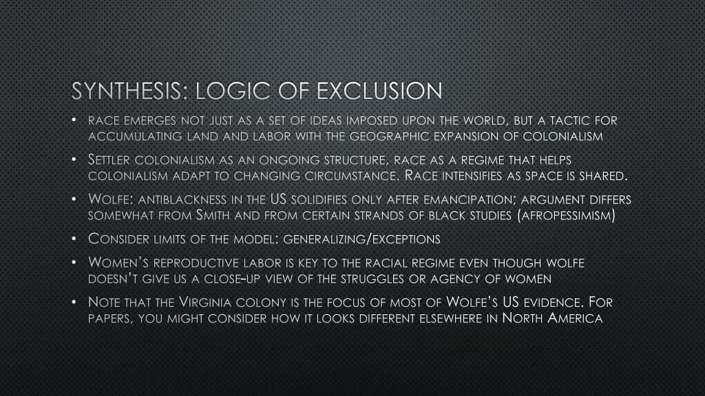 synthesis logic of exclusion accumulating land